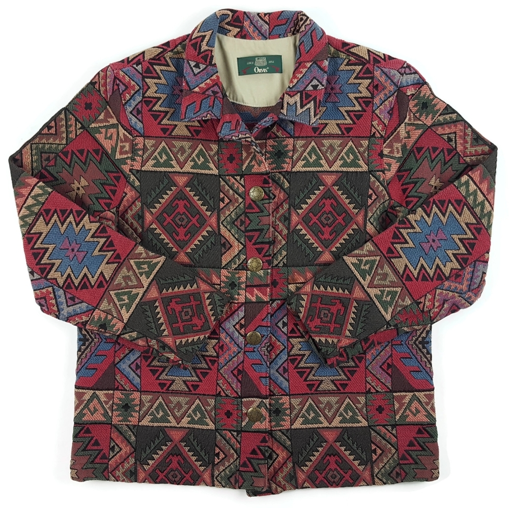 Vintage Orvis Western Geometric Aztec Knit Jacket